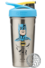 Retro Blue & Yellow Batman Stainless Shaker. | Color#Retro Batman